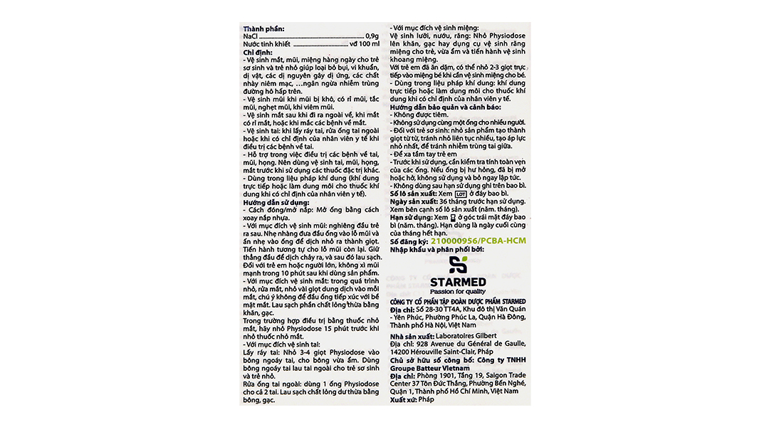  Nước muối sinh lý Physiodose Gilbert Pháp hồng – 40 ống x 5ml 