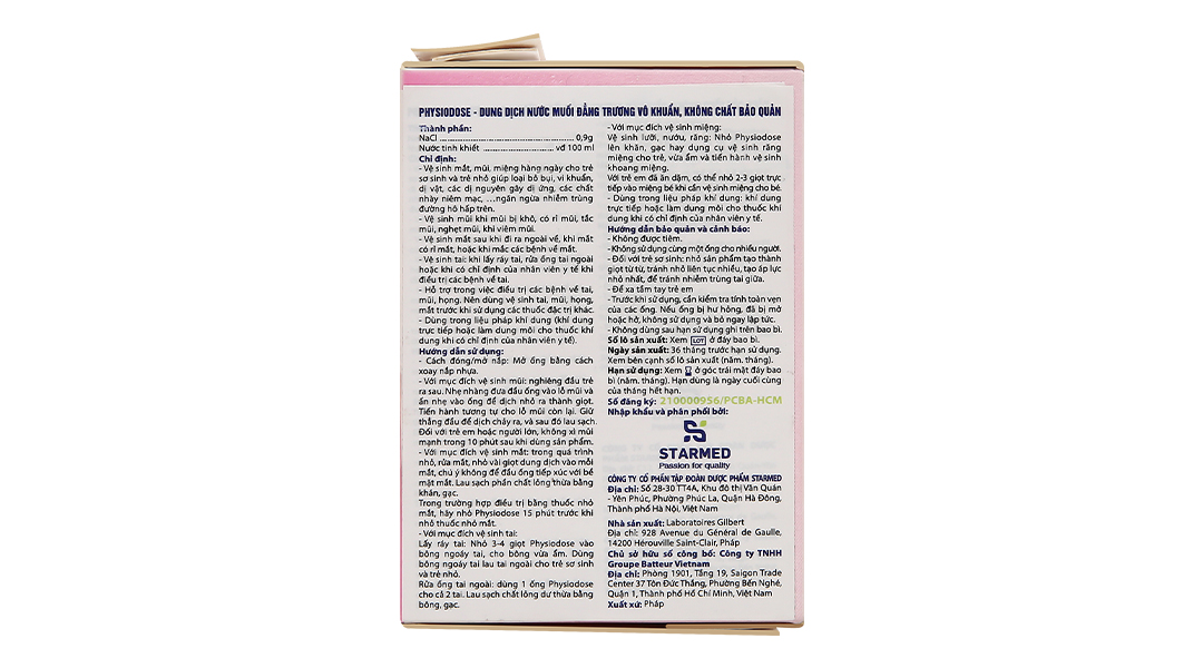  Nước muối sinh lý Physiodose Gilbert Pháp hồng – 40 ống x 5ml 