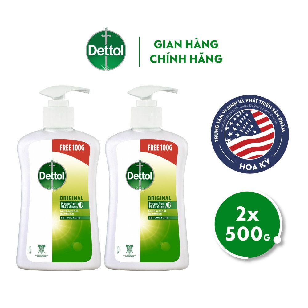  Nước rửa tay Dettol original làm sạch, diệt khuẩn chai 500g 