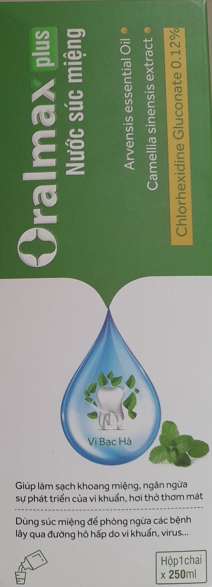  Nước súc miệng Oralmax plus bạc hà chai 250ml 