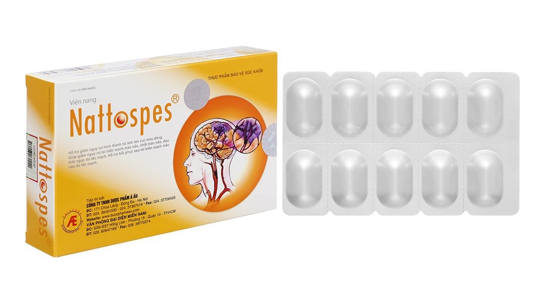  Viên uống Nattospes Á Âu hỗ trợ giảm nguy cơ hình thành và làm tan cục máu đông (3 vỉ x 10 viên) 