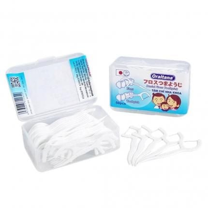  Tăm chỉ kẽ răng Oraltana làm sạch mảng bám thức ăn dư thừa trong kẽ răng lọ 50 cây 