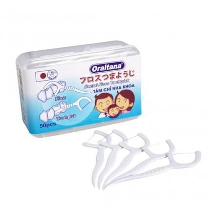  Tăm chỉ kẽ răng Oraltana làm sạch mảng bám thức ăn dư thừa trong kẽ răng lọ 50 cây 