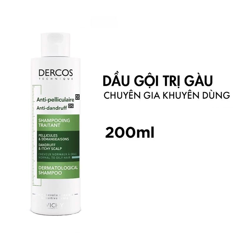  Dầu gội Vichy Dercos Anti-Pelliculaire Anti-Dandruff Sensitive làm sạch gàu, giảm ngứa (200ml) 