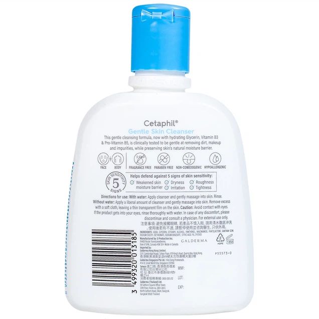  Sữa rửa mặt dịu nhẹ Cetaphil Gentle Skin Cleanser bổ sung độ ẩm dành cho mọi loại da (250ml) 
