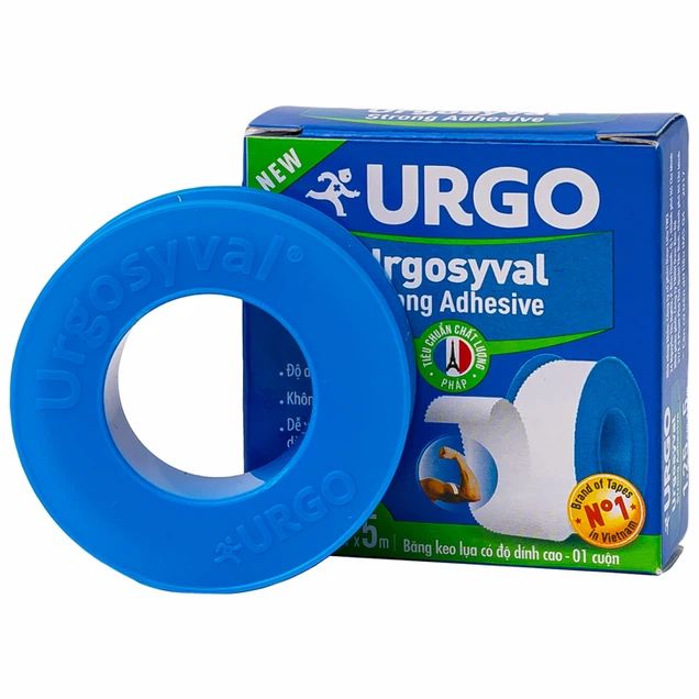  Băng keo lụa có độ dính cao Urgosyval Strong Adhessive size 1.25cm x 5m cố định băng gạc (1 cuộn) 