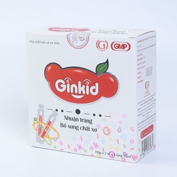  Siro Ginkid GINIC nhuận tràng, bổ sung chất xơ (3 vỉ x 5 ống x 10ml) 