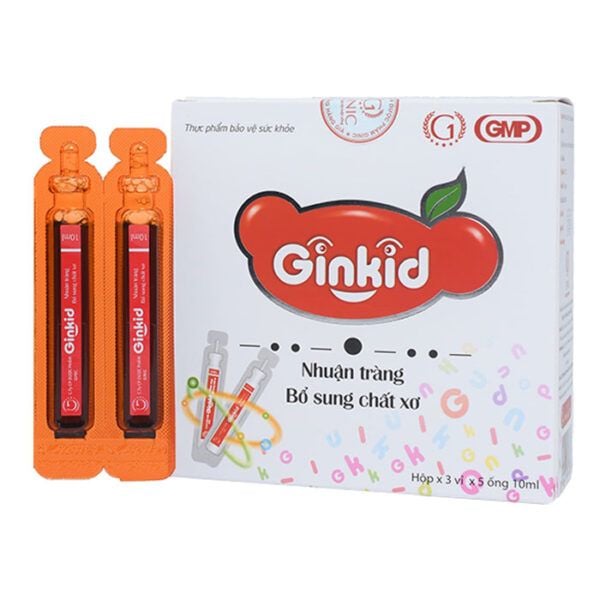  Siro Ginkid GINIC nhuận tràng, bổ sung chất xơ (3 vỉ x 5 ống x 10ml) 