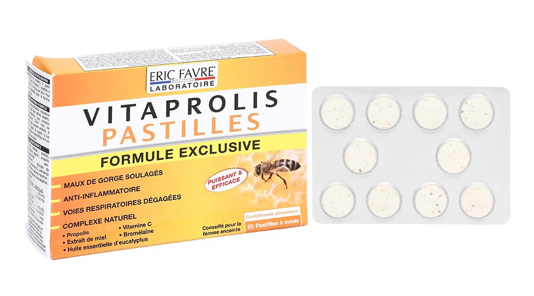 Viên ngậm Vitaprolis Pastilles hỗ trợ giảm ho, giảm viêm đường hô hấp hộp 20 viên 