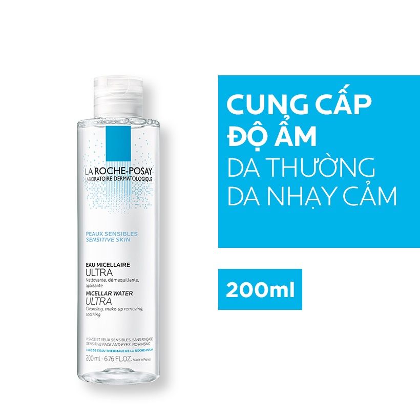  Nước làm sạch sâu và tẩy trang La Roche-Posay Micellar Water Ultra Sensitive Skin dành cho da nhạy cảm (200ml) 