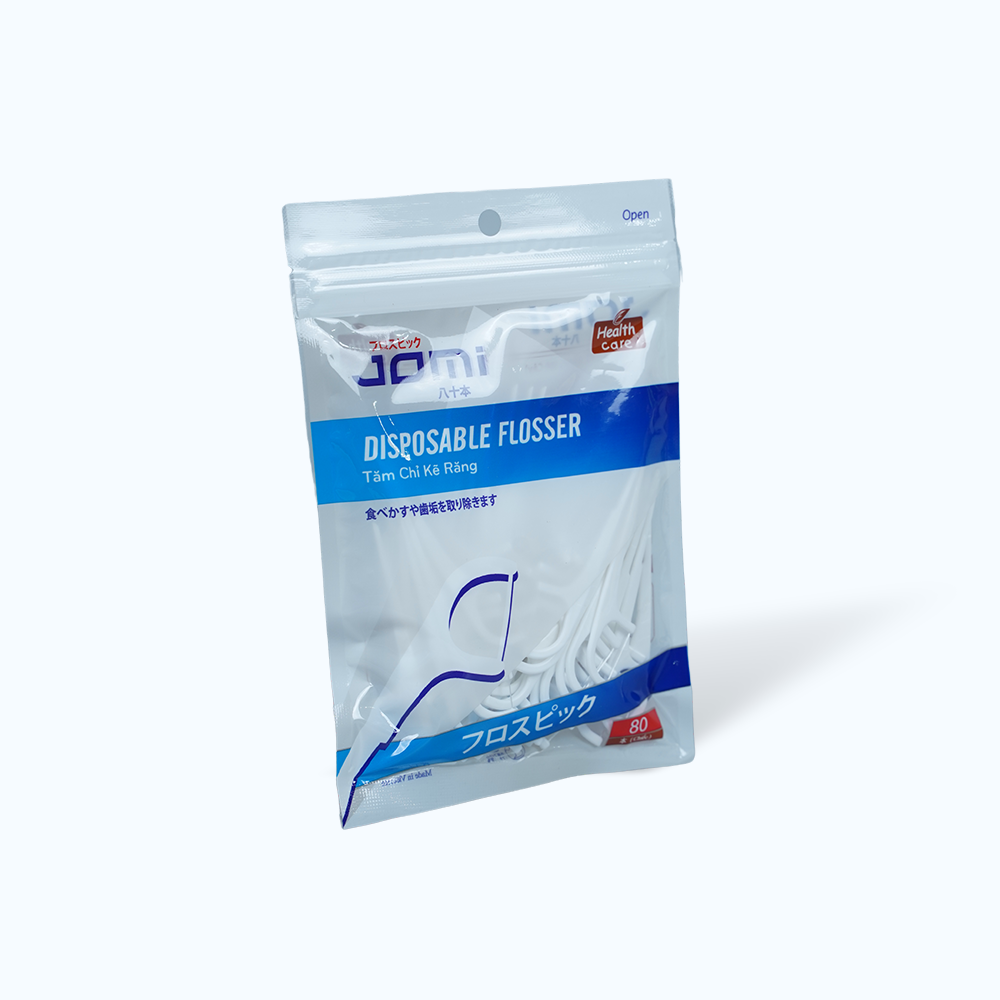  Tăm chỉ kẽ răng Jomi Disposable Flosser làm sạch mảng bám, vụn thức ăn trong kẽ răng (80 cây) 