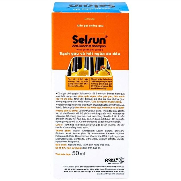  Dầu gội chống gàu Selsun Anti-Dandruff Shampoo Rohto sạch gàu và hết ngứa da đầu (50ml) 