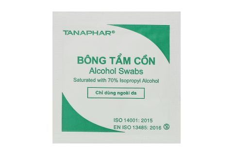  Bông tẩm cồn Alcohol Swabs Tanaphar làm sạch và khử trùng da trước khi tiêm (100 miếng) 