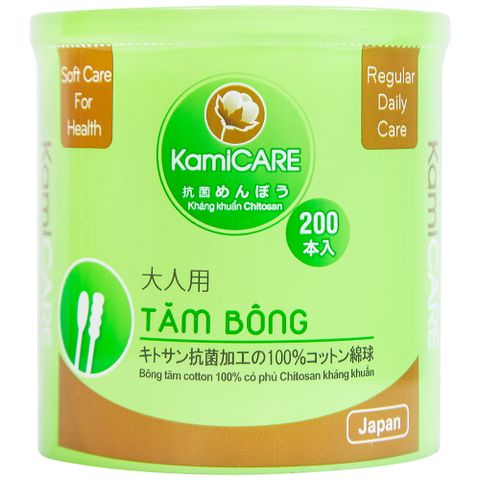  Tăm bông kháng khuẩn KamiCare vệ sinh tai, mũi (200 que) 