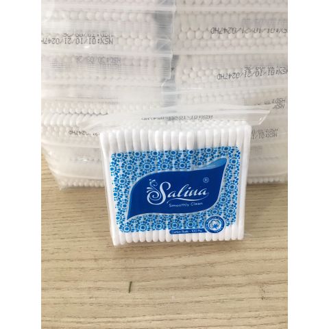  Tăm Bông Túi Nhựa 100 Que Salina - Siêu Mềm Mại, Siêu Thấm 