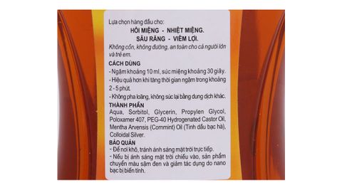  Nước súc miệng Valentine Thái Dương ngừa hôi miệng, nhiệt miệng, sâu răng, viêm lợi (500ml) 