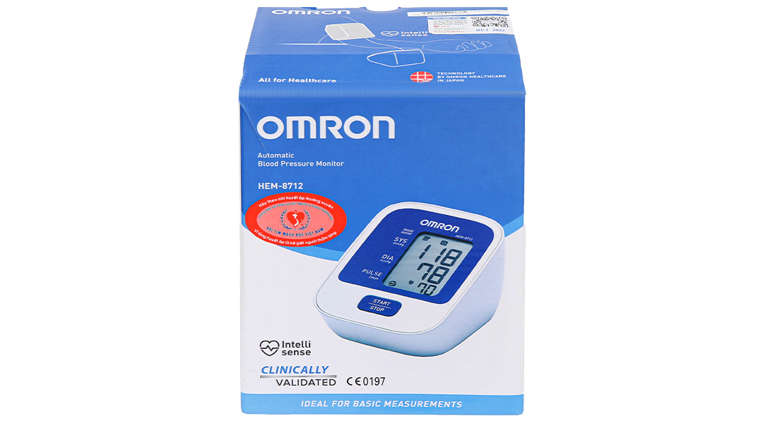  Máy đo huyết áp bắp tay tự động Omron HEM-8712 công nghệ IntelliWrap, lưu kết quả đo lần cuối 