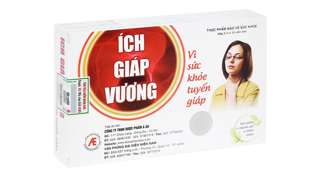  Viên uống Ích Giáp Vương Á Âu hỗ trợ giảm sự tiến triển của bướu cổ lành tính (3 vỉ x 10 viên) 