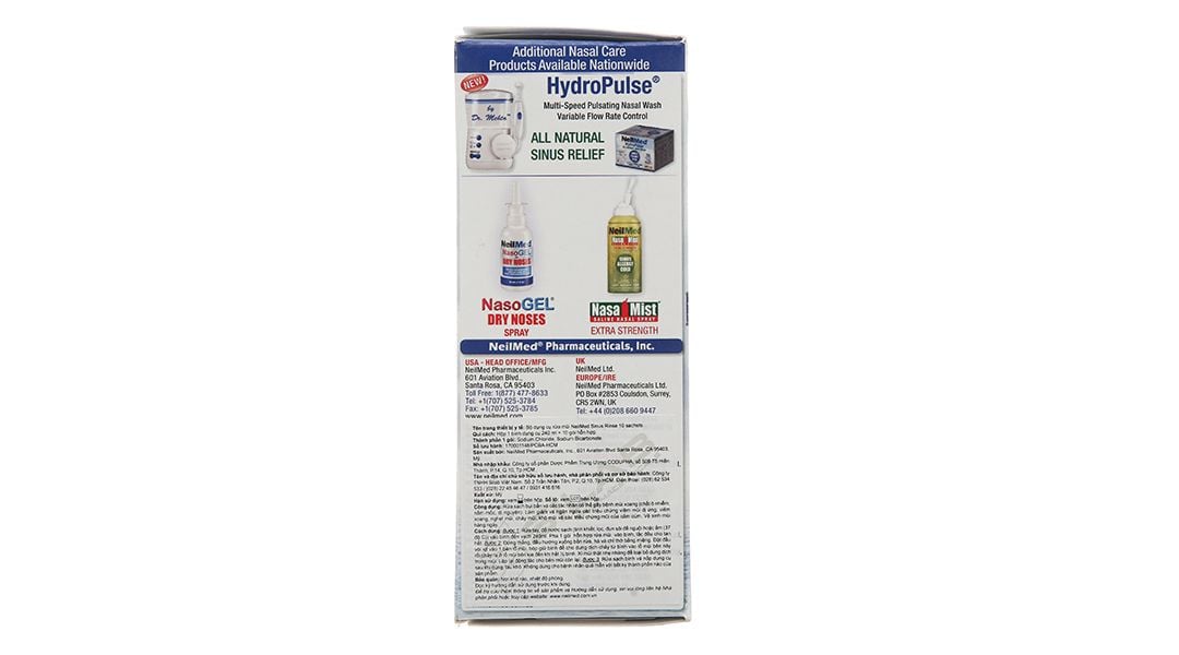  Bộ dụng cụ 1 bình + 10 gói bột rửa mũi NeilMed Sinus Rinse làm sạch và ngăn ngừa chứng viêm mũi dị ứng 