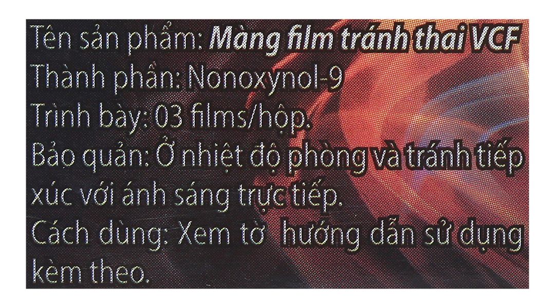  Màng phim tránh thai VCF Botania có khả năng diệt tinh trùng mỗi lần giao hợp (3 miếng) 