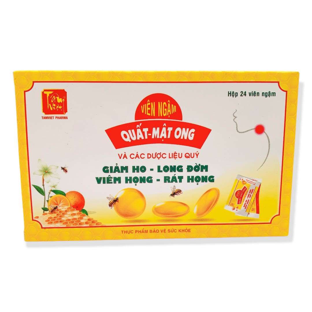  Viên ngậm giảm ho rát họng Quất Mật Ong Tâm Việt Hộp 24 viên 
