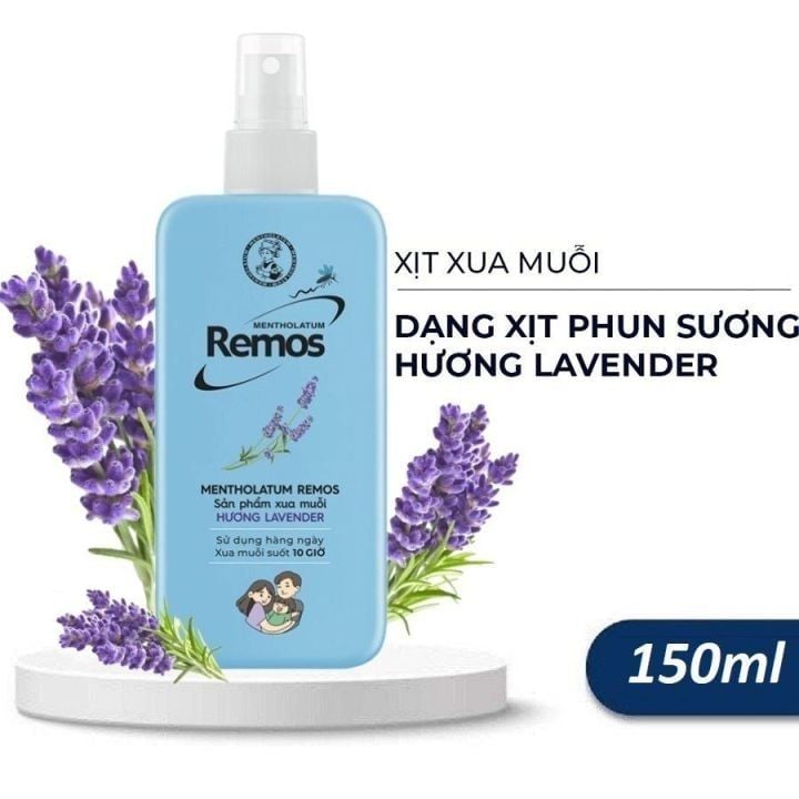  Xịt chống muỗi Remos hương Lavender xua muỗi suốt 10 giờ (150ml) 