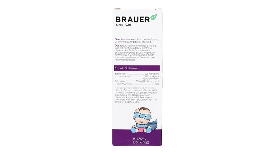  Siro Brauer Baby & Child Immunity Support hỗ trợ bổ sung betacaroten và vitamin D3 cho trẻ (100ml) 