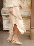  SILKY MIDI SKIRT - BEIGE 