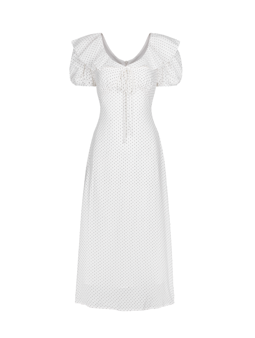  WHITE DOT MIDI DRESS 