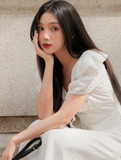  WHITE DOT MIDI DRESS 