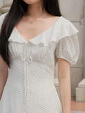  WHITE DOT MIDI DRESS 