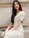  WHITE DOT MIDI DRESS 