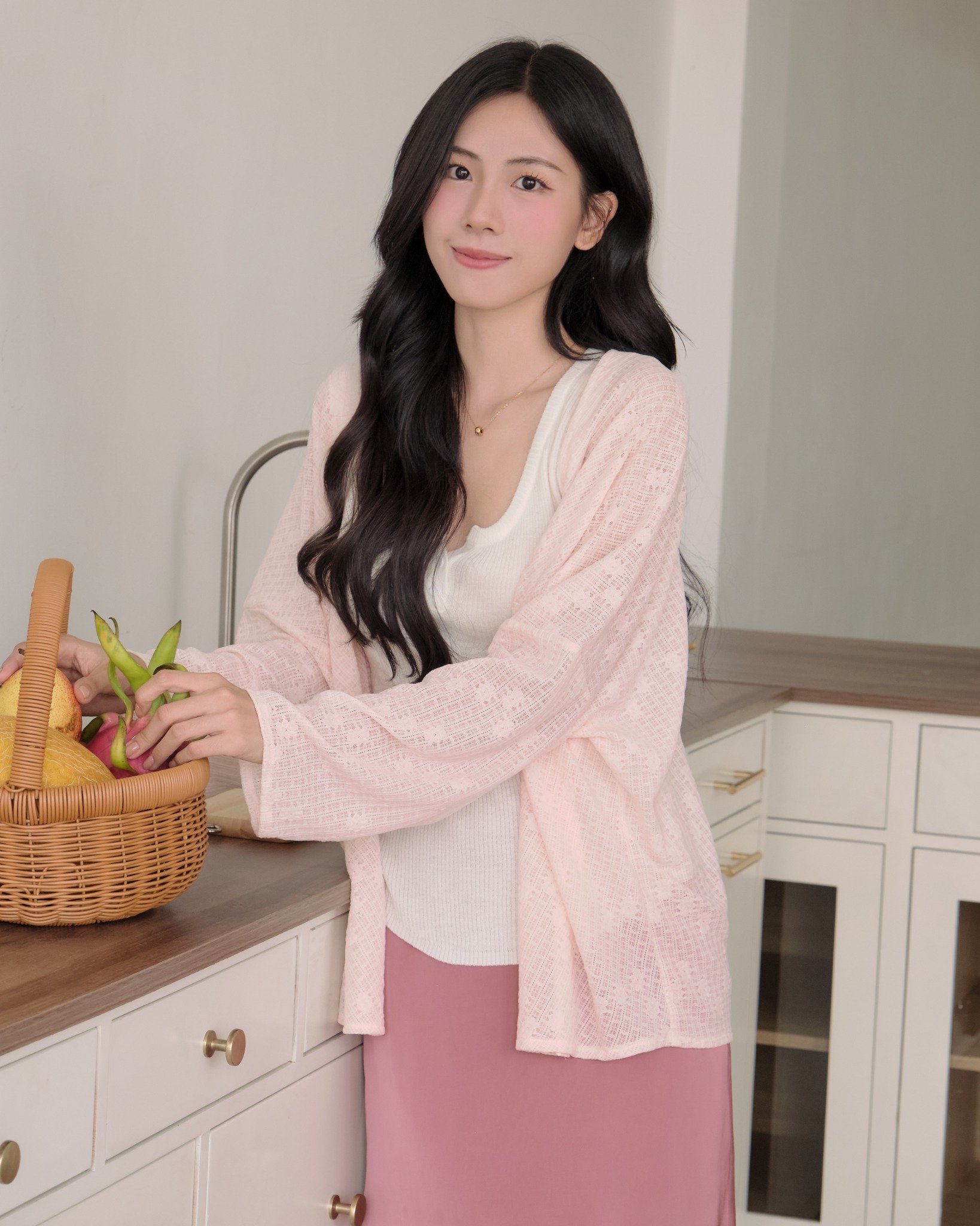  SLIM CARDIGAN - MILKY STRAWBERRY 