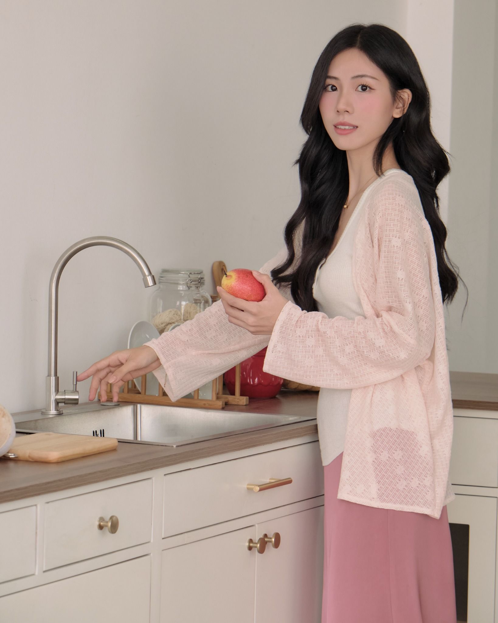  SLIM CARDIGAN - MILKY STRAWBERRY 