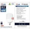  Bóng đèn LED BULB trụ 40W Elink - thân nhựa ánh sáng trắng 