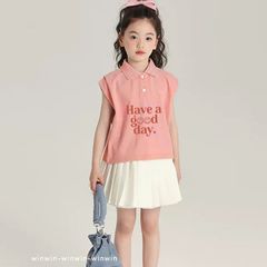 Set Váy Phong Cách Hàn Quốc Áo Cổ Bẻ In Thỏ Melody Kèm Chân Váy Xếp Ly Bé Gái Nexxi