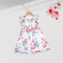 Đầm Voan Hoạ Tiết Hoa Hồng Tay Cánh Tiên Điều Đà Bé Gái Nexxi