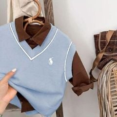 Áo Len Ghile 2 Màu Basic Thêu Polo Bé Trai Nexxi