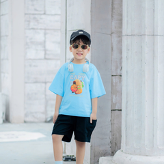 Set Quần Lửng Kaki Kèm Áo Thun Form Rộng In Capy Nâng Đông Bé Trai Nexxi