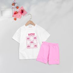 Bộ Áo Thun Form Rộng Quần Legging Đùi In Hình Lotso Cho Bé Gái