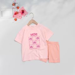 Bộ Áo Thun Form Rộng Quần Legging Đùi In Hình Lotso Cho Bé Gái