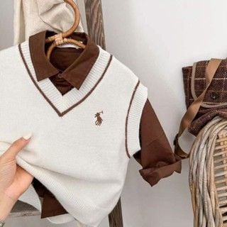 Áo Len Ghile 2 Màu Basic Thêu Polo Bé Trai Nexxi