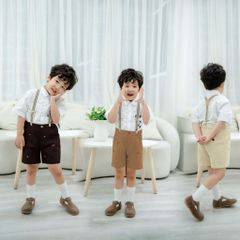 Quần Đùi Kaki Bé Trai Họa Tiết Lá Cờ Kèm Dây Đai