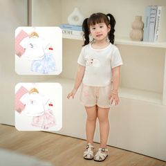 Bộ Thun Đùi In Mèo Điệu Bé Gái