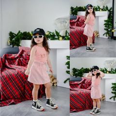 Chân Váy Chữ A Chất Liệu Nhung Lưng Nhún Cho Bé Gái