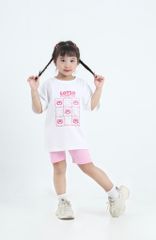 Bộ Áo Thun Form Rộng Quần Legging Đùi In Hình Lotso Cho Bé Gái