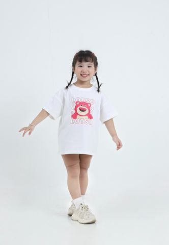 Bộ Áo Thun Form Rộng Quần Legging Đùi In Hình Lotso Cho Bé Gái