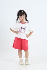Bộ Thun Cotton Viền Màu Hình In Kuromi Kolila Bé Gái
