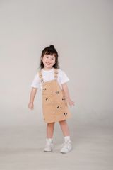 Set Yếm Kaki Bé Gái In Hoạ Tiết Mickey Nhiều Nút