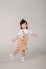 Set Yếm Kaki Bé Gái In Hoạ Tiết Mickey Nhiều Nút